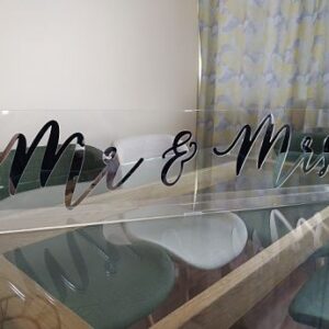 Mr&Mrs Sign Stand Alone Mirror 90cm x 20cm