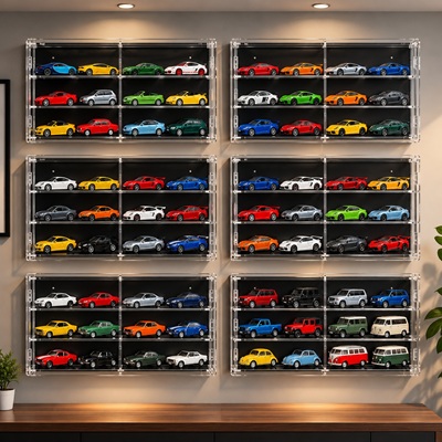 Acrylic collectible display cabinet dimensions – 540mm wide, 260mm high, 60mm deep